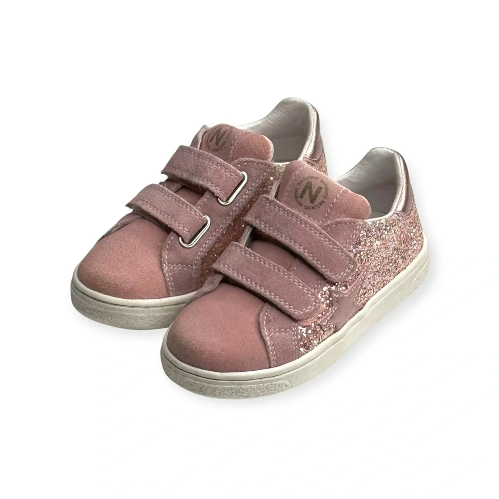 Naturino ★ Pinn VL Glitter Star Italian Suede Sneaker ★ Pink ★ Toddler 8M 25 ★ - Picture 8 of 16